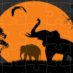 Elephant Silhouette Jigsaw